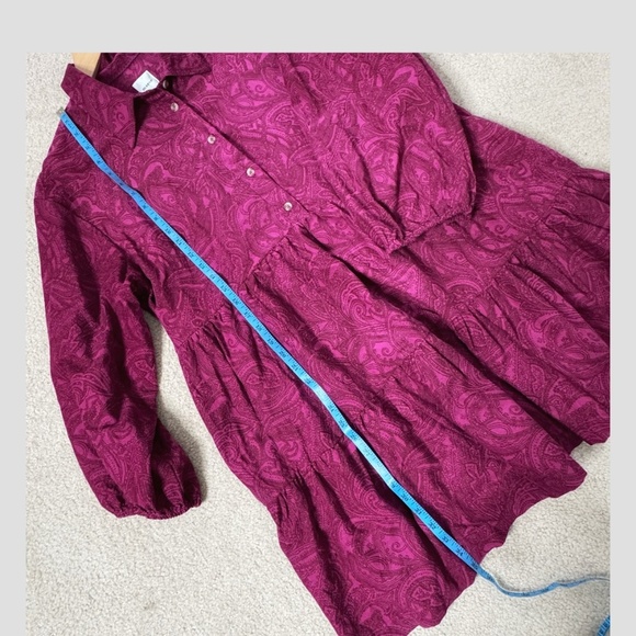 NEW Anthropologie Maeve Bettina Tiered Shirt Dress Brushed Corduroy Button Front - Picture 11 of 16